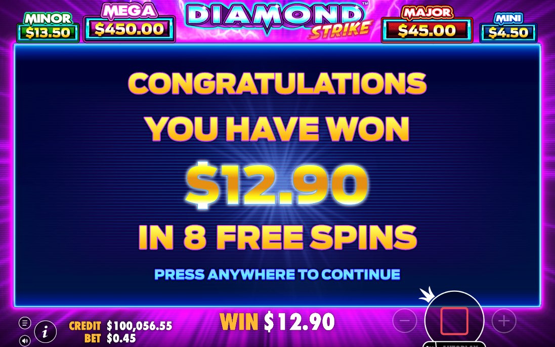 Free Spins round with extra WILD diamonds on every reel