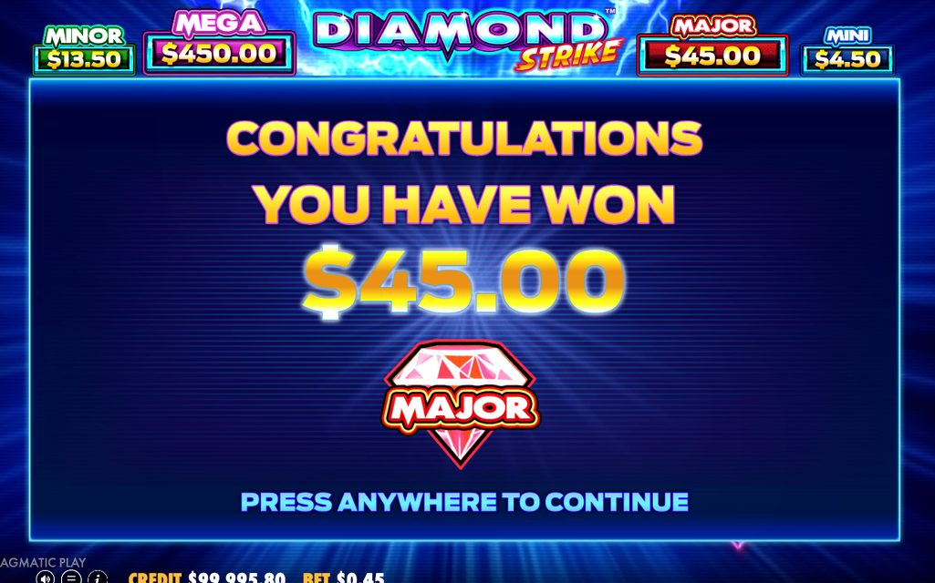 Jackpot Bonus Game grid of 12 diamond tiles